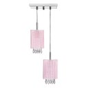 Ver imagem 2 de Lustre Sala Cganza Duplo Quadrado Cristal Acrílico Rosa