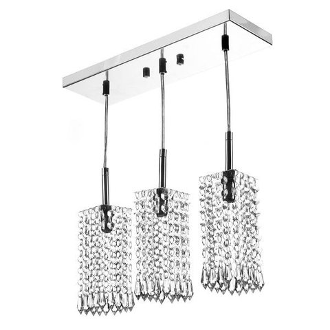 Lustre Para Sala Clearcrillic Triplo Cristal Acrílico