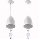 Ver imagem 1 de Kit 2 Lustre Pendente Cone de Alumínio 20x14cm Branco + Lâmpada