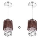 Ver imagem 1 de Kit 2 Lustre Pendente Redondo Cupula Cganza Cristal Acrílc Marrom
