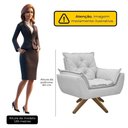 Ver imagem 3 de Kit Poltrona e Puff Opala com Base em Madeira Tecido Boucle Cinza