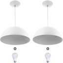 Ver imagem 1 de 2 Lustres Pendente Meia Lua 30cm Alumínio Branco + Lâmpada