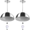 Ver imagem 1 de 2 Lustres Pendente Meia Lua 40cm Alumínio Escovado + Lâmpada