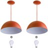 2 Lustres Pendente Meia Lua 40cm Alumínio Cobre + Lâmpada - 1