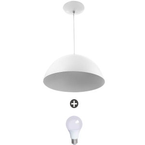 Pendente Meia Lua 30 Alumínio Branco com Lâmpada