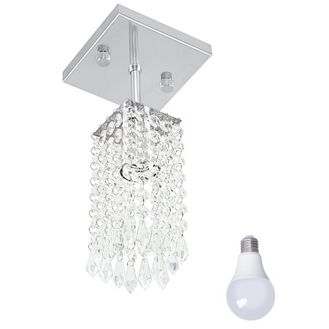 Lustre Clearcrillic Cristal Acrílico Quadrado com Lâmpada