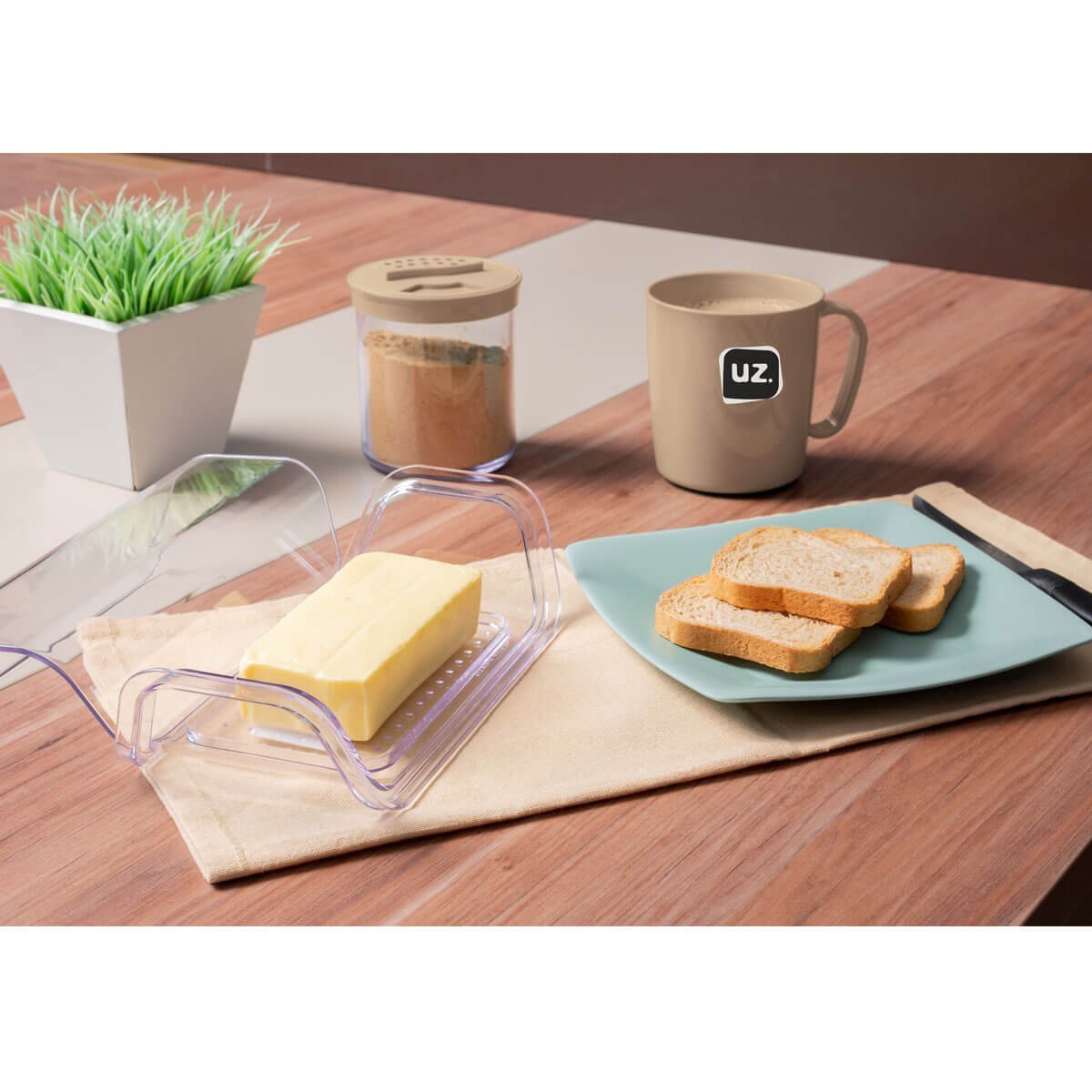 Kit 24 Canecas Plásticas 400ml Escolar Refeitório Lanche Merenda Ergonômica UZ Cappuccino - 2