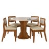 Mesa com 4 Cadeiras Redonda C/vidro Santorini Fre/off/corino Beg - M.a Freijó/off Premium/corino - 1