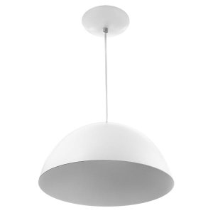 Lustre Pendente Meia Lua 30cm De Alumínio Soquete E-27 Branco