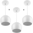 Ver imagem 1 de Kit 3 Lustres Pendente Bola Pequena Alumínio 15cm Branco