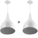 Ver imagem 1 de Kit 2 Lustres Pendente Gota Pequena De Alumínio 21cm Branco