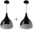 Ver imagem 1 de Kit 2 Lustre Pendente Gota Media De Alumínio 30cm Preto
