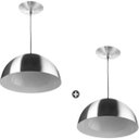Ver imagem 1 de Kit 2 Lustres Pendente Meia Lua 40cm Alumínio Escovado