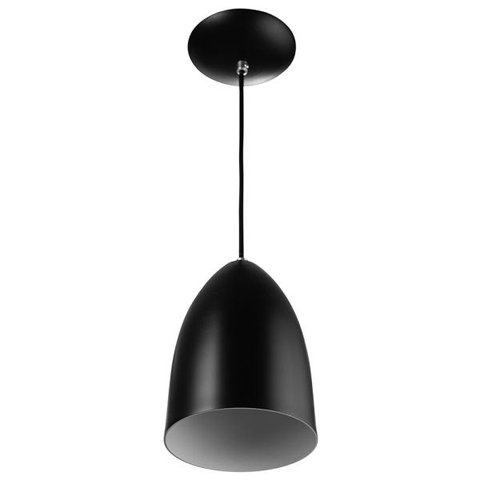 Lustre Pendente Cone De Alumínio 20x14cm Preto