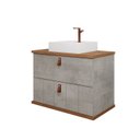 Ver imagem 2 de Gabinete Suspenso com Cuba 80,3cm x 69cm Poli Espresso Móveis Cinza/Cimento