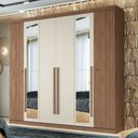 Ver imagem 1 de Guarda-roupa Casal Loanda 6 Portas 4 Gavetas Ripado Jatoba/areia com Espelho - Pnr Móveis