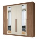 Ver imagem 2 de Guarda-roupa Casal Loanda 6 Portas 4 Gavetas Ripado Jatoba/areia com Espelho - Pnr Móveis