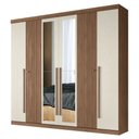 Ver imagem 6 de Guarda-roupa Casal Loanda 6 Portas 4 Gavetas Ripado Jatoba/areia com Espelho - Pnr Móveis