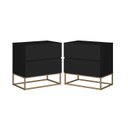 Ver imagem 1 de Conjunto 2 Mesa de Cabeceira Estilo Industrial 2 Gavetas Eros 45 Base Dourado:preto