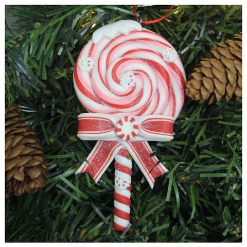 Kit 4 Enfeite Pendente para Árvore de Natal Doce Pirulito 13cm