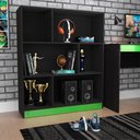 Ver imagem 4 de Estante para Escritorio Gamer B25 Preto Verde Novam Preto Verde