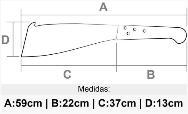 Facão para Corte de Cana - 14" - com Cabo Curto de 22cm - 3