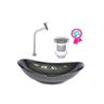 Cuba De Vidro Oval 55cm Grafite Válvula Click Torneira Metal - 1
