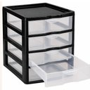 Ver imagem 3 de Gaveteiro Organizador 4 Gavetas Transparentes Compacto Multiuso Mesa Escritorio Quarto Bancada