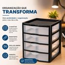 Ver mais imagens de Gaveteiro Organizador 4 Gavetas Transparentes Compacto Multiuso Mesa Escritorio Quarto Bancada