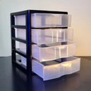 Ver imagem 5 de Gaveteiro Organizador 4 Gavetas Transparentes Compacto Multiuso Mesa Escritorio Quarto Bancada