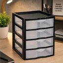 Ver imagem 1 de Gaveteiro Organizador 4 Gavetas Transparentes Compacto Multiuso Mesa Escritorio Quarto Bancada