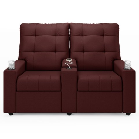 Poltrona de Cinema Reclinável 2 Lugares Baú Usb Mallie Fh9 Veludo Vinho - Mpozenato
