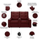 Ver imagem 3 de Poltrona de Cinema Reclinável 2 Lugares Baú Usb Mallie Fh9 Veludo Vinho - Mpozenato