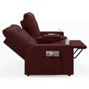 Ver imagem 6 de Poltrona de Cinema Reclinável 2 Lugares Baú Usb Mallie Fh9 Veludo Vinho - Mpozenato
