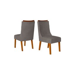 Conjunto Mesa de Jantar Zafira 200cm Cinza Urbano com 8 Cadeiras Jade Freijó/Veludo Lunar DJ Móveis - 4 Conjunto Mesa de Jantar Zafira 200cm Cinza Urbano com 8 Cadeiras Jade Freijó/Veludo Lunar DJ Móveis - 4