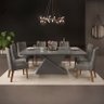 Conjunto Mesa de Jantar Zafira 200cm Cinza Urbano com 8 Cadeiras Jade Freijó/Veludo Lunar DJ Móveis - 1