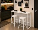 Ver imagem 1 de Mesa Jantar Aparador Bancada Alta Industrial 150x60cm Tampo Branco Pés Branco