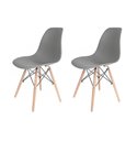 Ver imagem 1 de Kit 2 Cadeiras Eames Dsw Madeira Cinza Brasão Design Moderno Polipropileno para Escritório e Casa