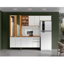 Ver imagem 1 de Cozinha Modulada Luana com Paneleiro com Portas de Vidro - Cinamomo/branco Aramóveis