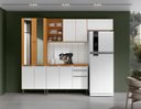 Ver imagem 1 de Cozinha Modulada Luana com Paneleiro com Portas de Vidro - Cinamomo/branco Aramóveis