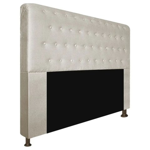 Cabeceira Brenda Para Cama Box King Size 195cm com Capitonê Suede - Ecotec Decor:Bege