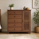 Ver imagem 4 de Cômoda Sapateira Madeira Maciça 1 Porta 5 Gavetas 120cm Aton S05 Ipê - Lyam Decor