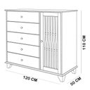 Ver imagem 6 de Cômoda Sapateira Madeira Maciça 1 Porta 5 Gavetas 120cm Aton S05 Ipê - Lyam Decor