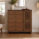 Ver imagem 1 de Cômoda Sapateira Madeira Maciça 1 Porta 5 Gavetas 120cm Aton S05 Ipê - Lyam Decor