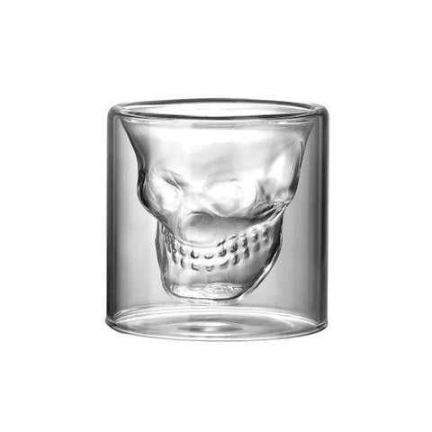 Copo de Vidro Duplo Formato Caveira 150ml