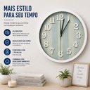 Ver imagem 3 de Relogio de Parede Moderno 30cm Analogico Visor Vido Estilo Madeira Decorativo Casa Escritorio Sala Q
