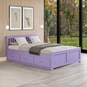 Ver imagem 1 de Cama Viúva 06 Gavetas Madeira Maciça Roxo/Lilás Tons&Madeira