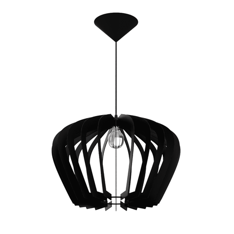 Luminária Teto tipo Pendente CALI MDF - Completa - Cor: Preta