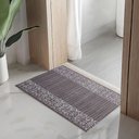 Ver imagem 1 de Tapete Passadeira Capacho Emborrachada Antiderrap. 0,65x1,00 Barrado Marrom Branco