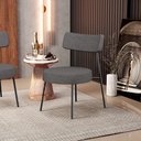 Ver imagem 2 de Poltrona Decorativa Para Sala De Estar Base Fixa Londres L02 Linho Cinza Escuro - Lyam Lyam Decor